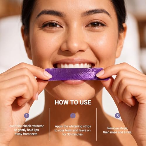 Image of Advanced Purple Teeth Whitening Strips, 28-Day Premium Color Correcting System, Peroxide-Free & Enamel-Safe Tooth Whitener for Sensitive Teeth, Luxury At-Home Smile Care (2 Boxes)