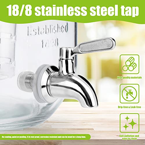 Dd&Happ 1 Gallon Glass Drink Dispensers For Parties 2Pack.Beverage Dispenser,Glass Drink Dispenser With Stand And Stainless Steel Spigot 100% Leakproof.Lemonade Dispenser With Ice Cylinder.Laundry Detergent thumb #6