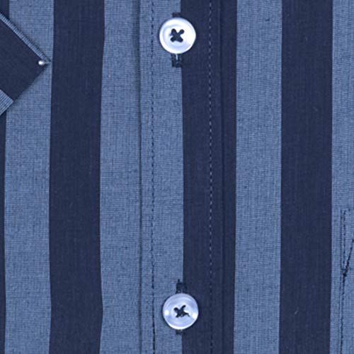 Image of ACCOX Men's Striped Half Sleeves Regular Fit Cotton Formal Shirt(GO596)