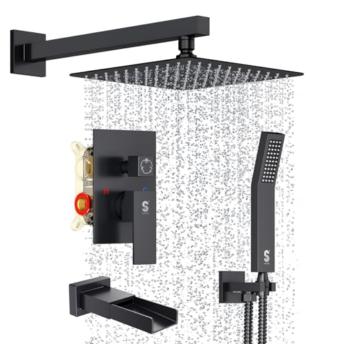 Image of SR SUN RISE 10'' All-Metal Shower System with Tub Spout Handheld Sprayer