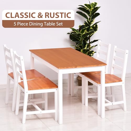 HOMCOM-Dining-Table-Set-for-4-5-Piece-Modern-Kitchen-Table-and-Chairs-Wood-Dining-Room-Set-for-Small-Spaces-Breakfast-Nook-White