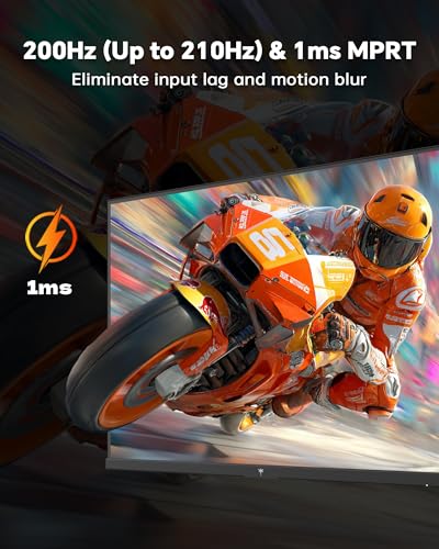 Image of KTC 27 Inch Gaming Monitor 200Hz, 1440P Monitor with Speakers, Up to 210Hz Computer Monitors Fast IPS 1ms, 131% sRGB, Adaptive Sync, Tilt /Swivel /Pivot /Height Adjustment, HDMI DisplayPort, White H27T6