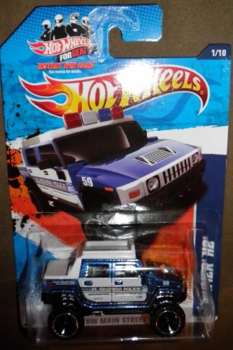Mattel 2011 HOT Wheels HW Main Street 1/10 Blue and White EL Segundo Police Hummer H2 miniatura 1