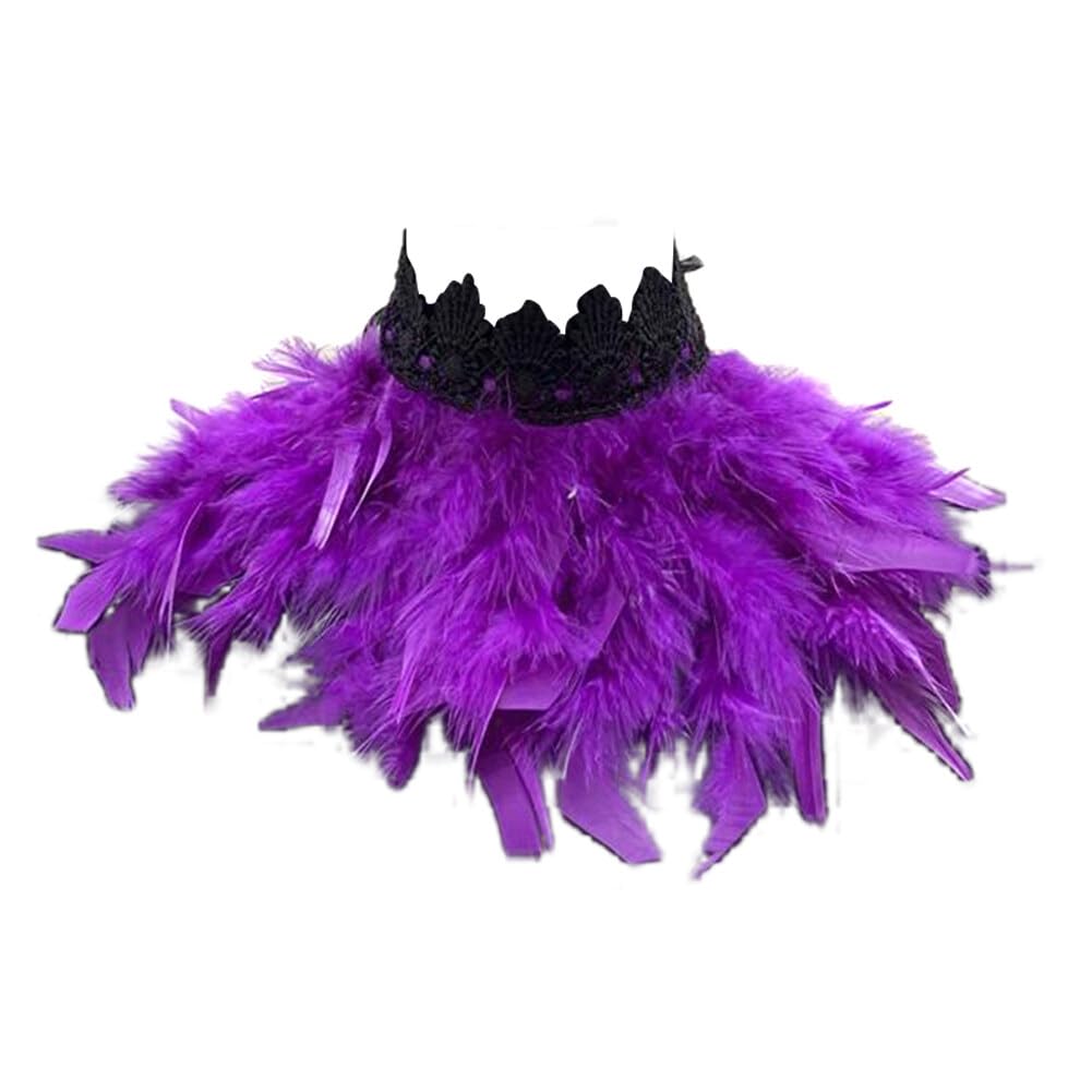 Uposao Feather Collar Shawl Feather Choker Cloak Natural Feather Collar Props For Cosplay Party Performance Model Walk Halloween Ball Feather Collar Shawl Props