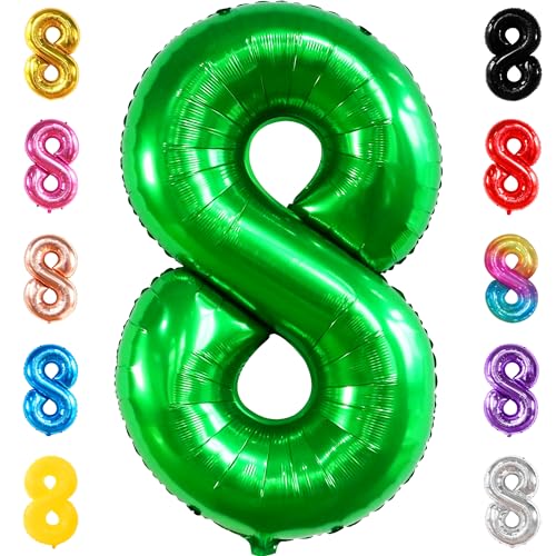 Image of KatchOn Green 8 Balloon Number - 40 Inch, Green 8 Balloon, Birthday Decor | Foil Green Number 8 Balloons, Green 8 Balloon, Green 8 Balloon for Green Birthday Decorations, 8th Anniversary Decorations