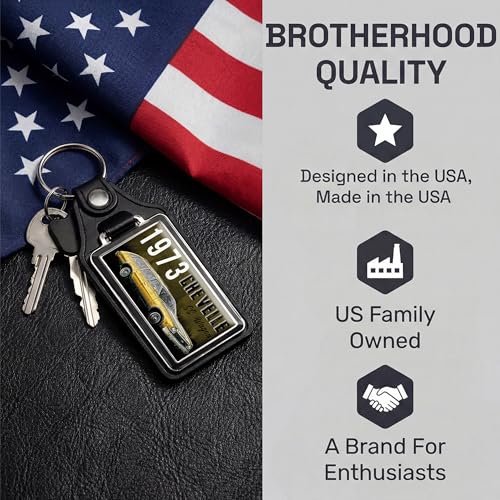 Image of Brotherhood 1973 Compatible with Chevelle SS Wagon Design Key Chain Key Holder Key Ring For Men Heavy Duty Car Key Ring For Men and Women