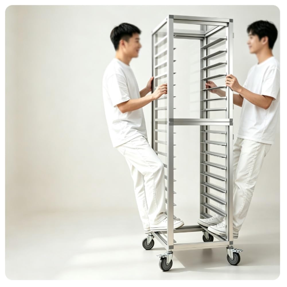 Chariot Pour Plaques De Cuisson, Chariot De Boulangerie En Aluminium | Chariot De Refroidissement Et De Stockage Professionnel Sur Roulettes Pour Boulangerie, Cuisine(Silver/A,47x60.2x100 cm/9)