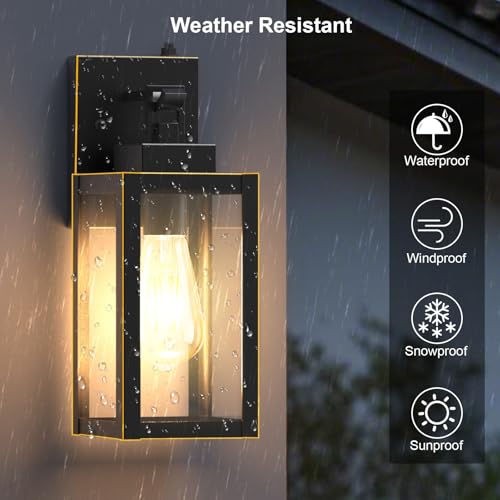 LTBLIGHT 2-Pack Dusk to Dawn Outdoor Porch Light Black-Gold Security Lights - image 3