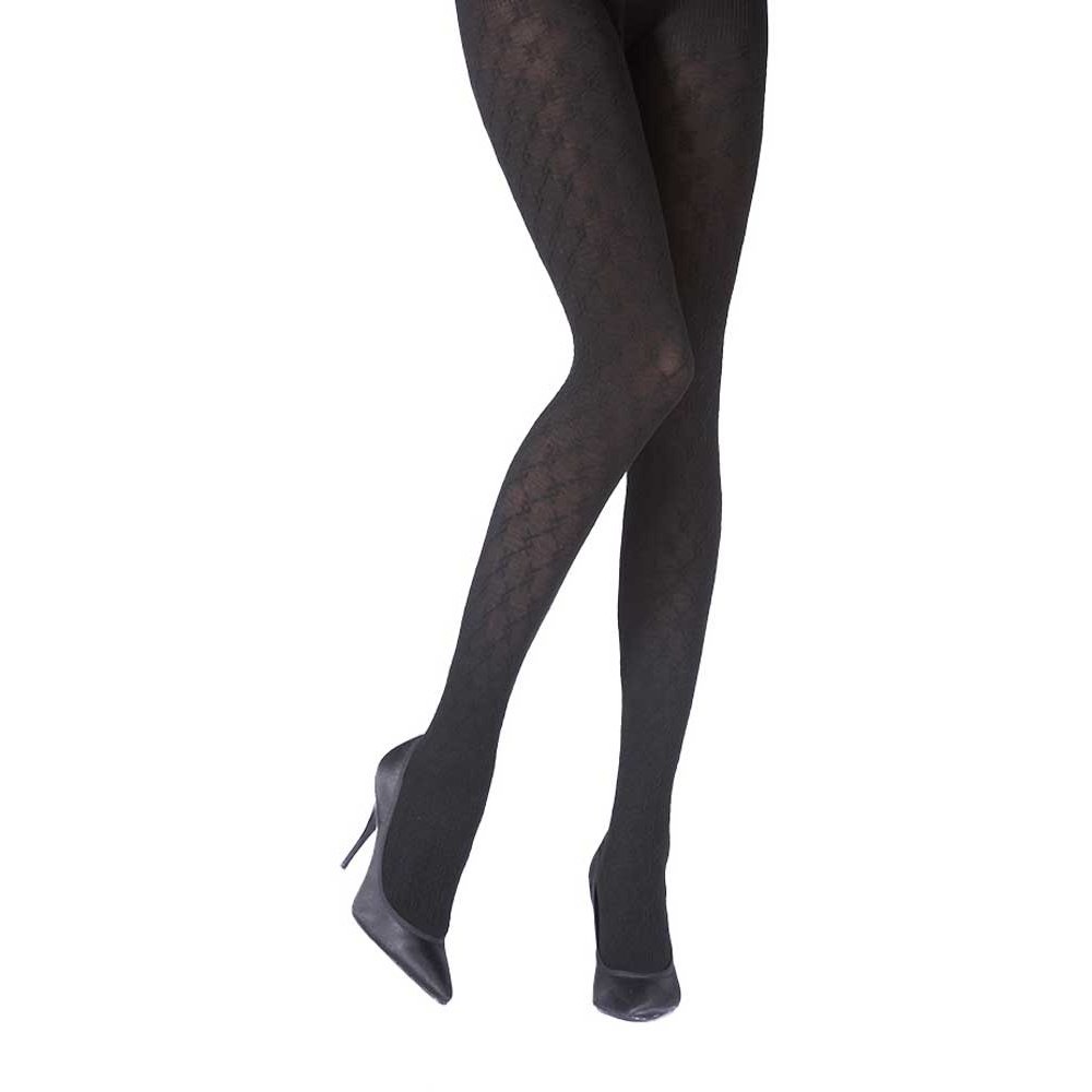 Pretty Polly Black Black Criss Cross Cable Tights Medium/Large Black