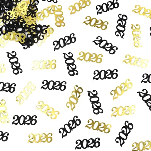 Gybeizhu Black Gold Graduation Confetti Class of 2026, Glitter 2026
