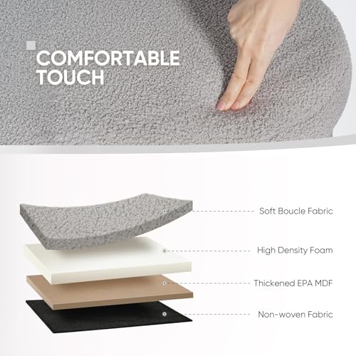 Image of B FSOBEIIALEO Ottoman with Storage for Living Room, Sherpa Folding Storage Ottoman Foot Rest, 43.3 Inches Collapsible Bedroom Bench Grey
