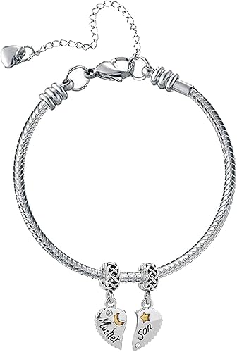 Miniatura 2 de KunBead 2 colgantes de corazón para madre, hija, hijo, madre, hijo, mamá, compatible con pulseras Pandora