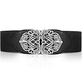 SATINIOR Frauen Elastische Taille Gürtel Vintage Breite Stretch Taille Gürtel Elastische Damen Retro Kleid Gürtel Dehnbare Taille, Schwarz