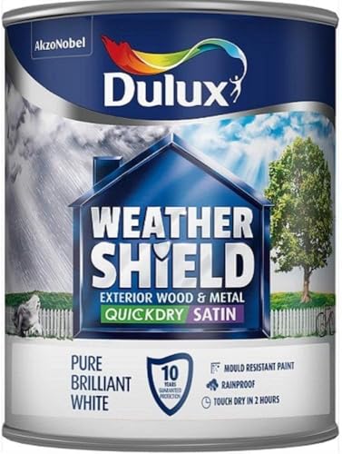 Image of AXpower Inspirational Technology Empowering People Weathershield Quick Dry Satin Paint 750ml – Pure Brilliant White, Exterior Wood & Metal, Weather Resistant, Durable Long Lasting Finish