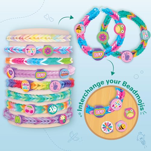 Image of Imagimake Rainbow Loom Beadmoji Bracelet Making Kit | 1200+ Colourful Bands & Beadmoji Beads with Auto Loom Tool | DIY Art & Craft Kit | Creative Gift for Kids 7+