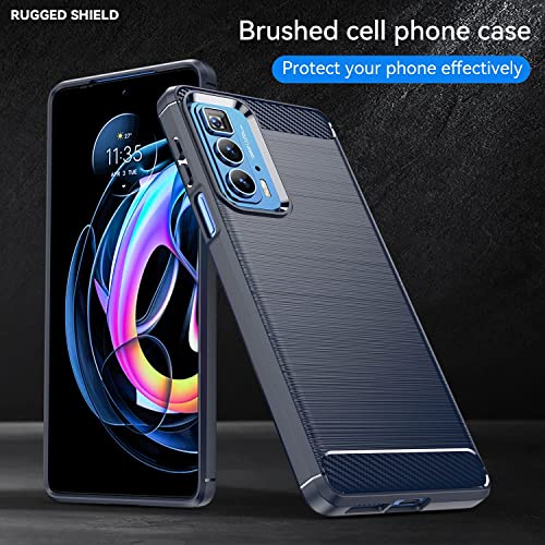 Image of NPRC Hybrid Ultra Slim Protective Case TPU Non-Slip Carbon Fiber Texture Shockproof Case Cover for Moto Edge 20 - Blue