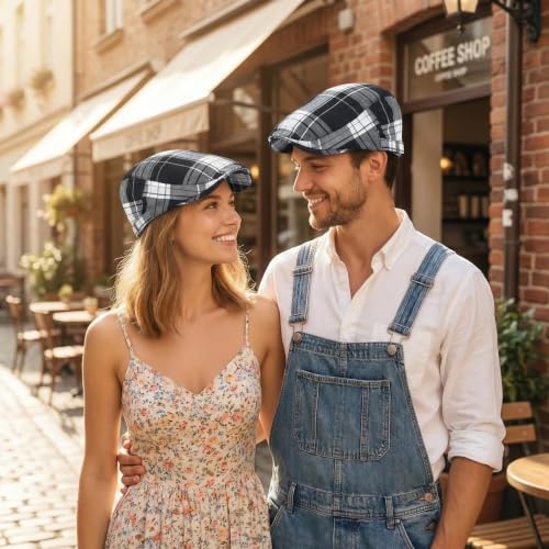 Image of 3Pcs Men's Newsboy Caps Cotton Cooling Hat Adjustable Flat Cap for Men