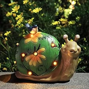 La Jolíe Muse Garden Ornament Solar Snail Figurine – Garden Gifts Garden Statue Solar Powered Lights Animal Figurine for…