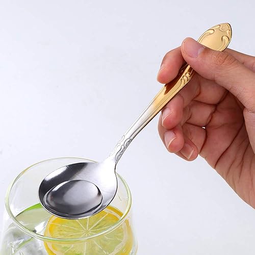 Miniatura 102 de Juego de 12 cucharas de café, mini cucharas de café, cucharas de espresso de acero inoxidable, cucharas pequeñas para postre, té, aperitivo, 4.6