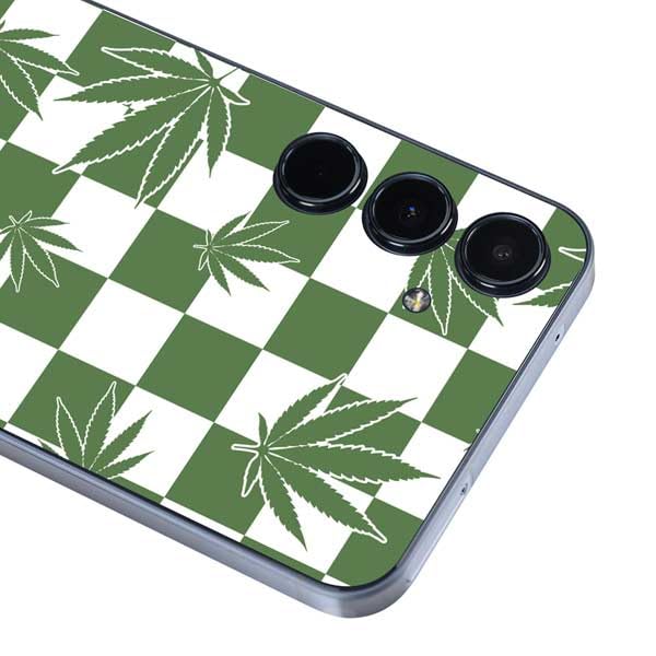 Skinit Decal Phone Skin Compatible with Galaxy A36 5G - Marijuana Green Checkered Design