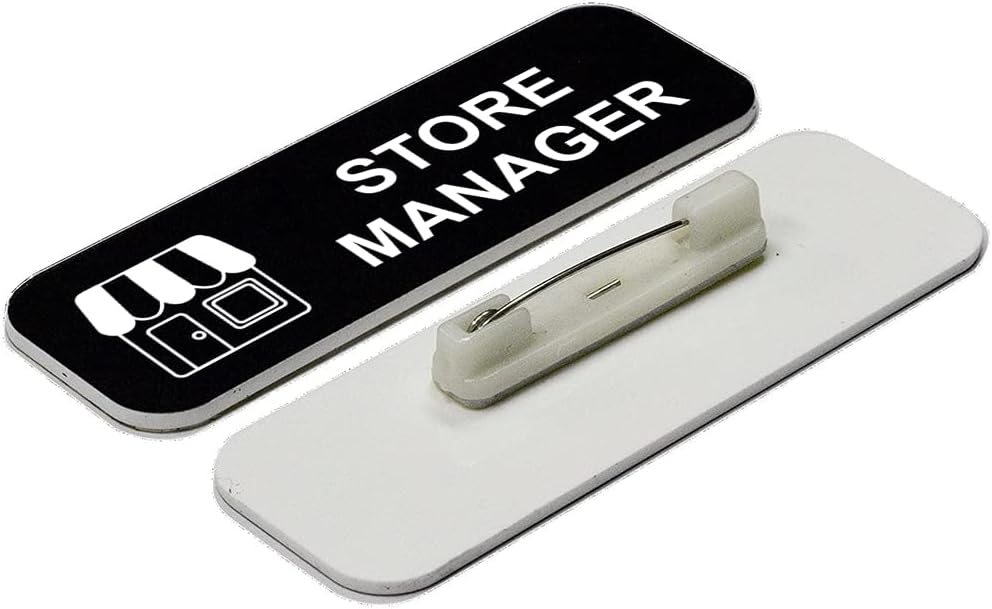 Store Manager 1 x 3インチ ネームタグ/バッジ ブラック (3パック)