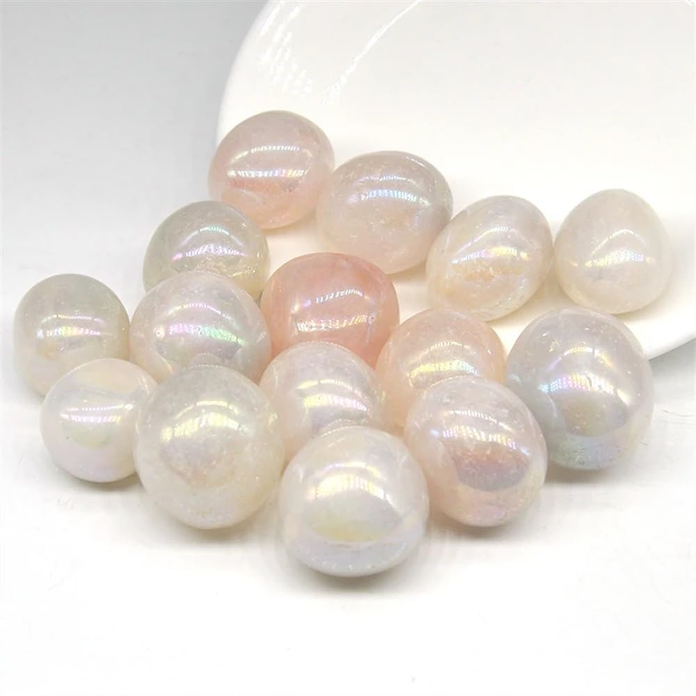 ATkits Natural Natural Round Electroplating Rose Quartz Bulk Tumbled Stones Gravel Specimen Healing Crystals Mineral Gemstone Aquarium Home Decor (Size : 500g)