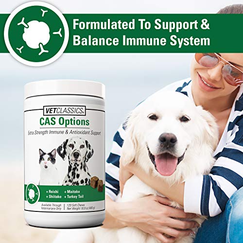 Vet Classics CAS Options Extra Strength Immune Support for Dogs, Cats – Pet Health Supplement, Dog Antioxidant Care – Extra-Strength Dog Supplement Formula – 120 Soft Chews Vet Classics CAS Options Extra Strength Immune Support for Dogs, Cats – Pet Health Supplement, Dog Antioxidant Care – Extra-Strength Dog Supplement Formula – 120 Soft Chews