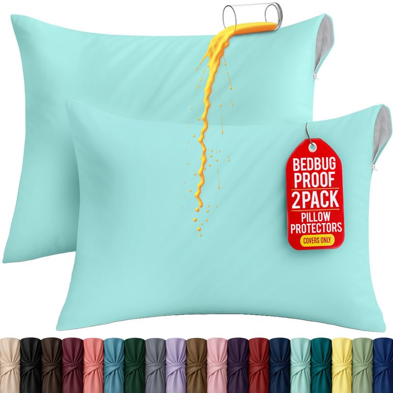 Set of 2 Pillow Protectors with Zipper King Size, Pillow Covers