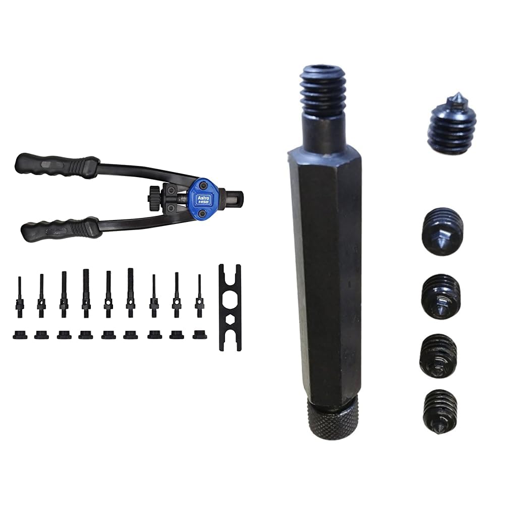 Astro Pneumatic Tool 1450 13" Plusnut and Extra-Long Rivet Nut Setter Kit Metric & SAE & HHIP 3601-1008 7 Piece Transfer Screw Set, M8 X 1.25