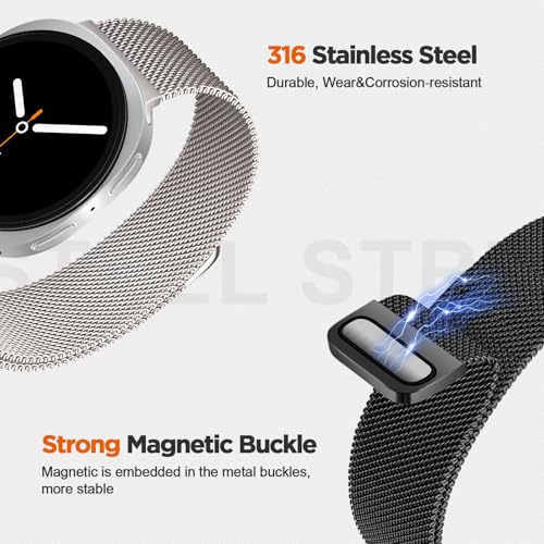 Image of Compatible with Samsung Galaxy Watch 8 Strap Metal 40mm /44mm magnetic milanese Loop Galaxy Watch 8 Classic Band 46mm Replacement Watchband Black Gold Rose Pink (No Watch)