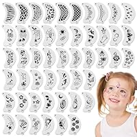 Ptwola 50 Pcs Face Paint Stencils Reusable Facial Paint Templates Body Makeup Painting Stencils Kit Professional Facepaint Supplies Diverse Style for Party Art Adults Halloween Holiday Christmas
