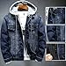 JEKE-DG Hoodie Jean Jacket for Men Long Sleeve Distressed Trucker Outwear Fashion Slim Fit Casual Denim Jacket with Hood (B-Blue,Medium)
