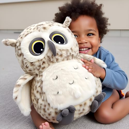 Image of Ryttir 15.7 Inch Chubby Snowy Owl Stuffed Animal, Adventure Stuffed Owl Plush Toy, Brave Boy's and Girl's Room Decor, Funny Gift for Kids and Women