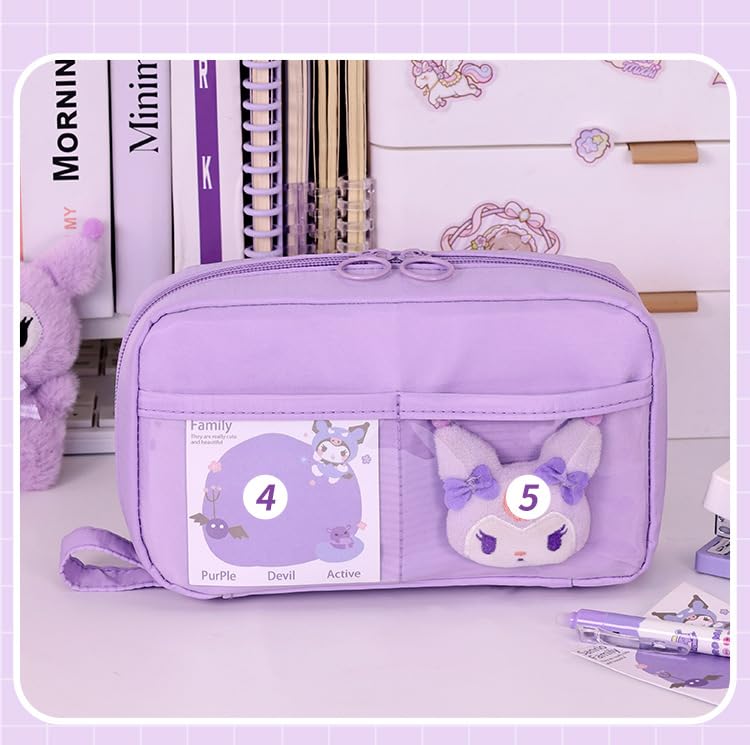 Image of FINPAC Pencil Case, Large Capacity Pen Case, Portable Durable Bag Pouch Holder Box Organize for Study, Office, or Travel, Only a bag (Purple)