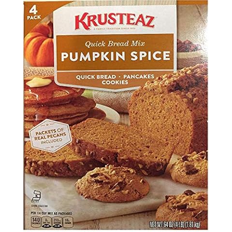 Pumpkin Spice Bread Quick Bread - Krusteaz Quick Bread Supreme Mix, NET WEIGHT 64 oz. (FOUR 1 lb MIX PACK) Cover