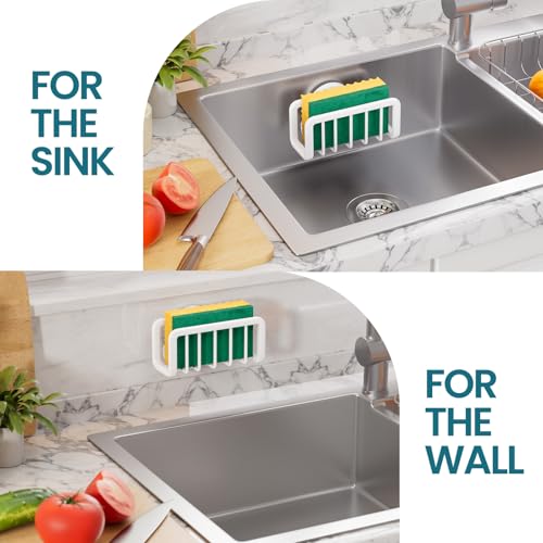 Image of TAILI White Sponge Holder for Kitchen Sink with Strong Suction Cup