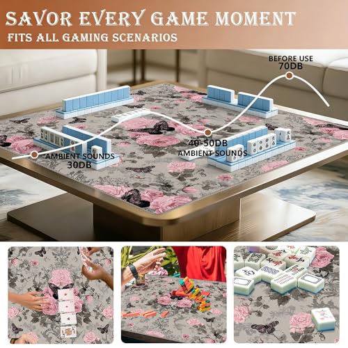 33"x33" Tapete de Mahjong Floral Rosa/Gris miniatura 4