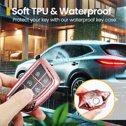 Image of Key Fob Cover for Cadillac, Pink PU Braided Loop