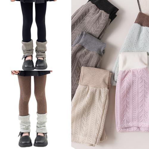 Tights, Cotton Girls Nine Tenths Leggings Soft and Stretchy Cropped Pants for 3 to 12 Year Kids Children's Stackable2