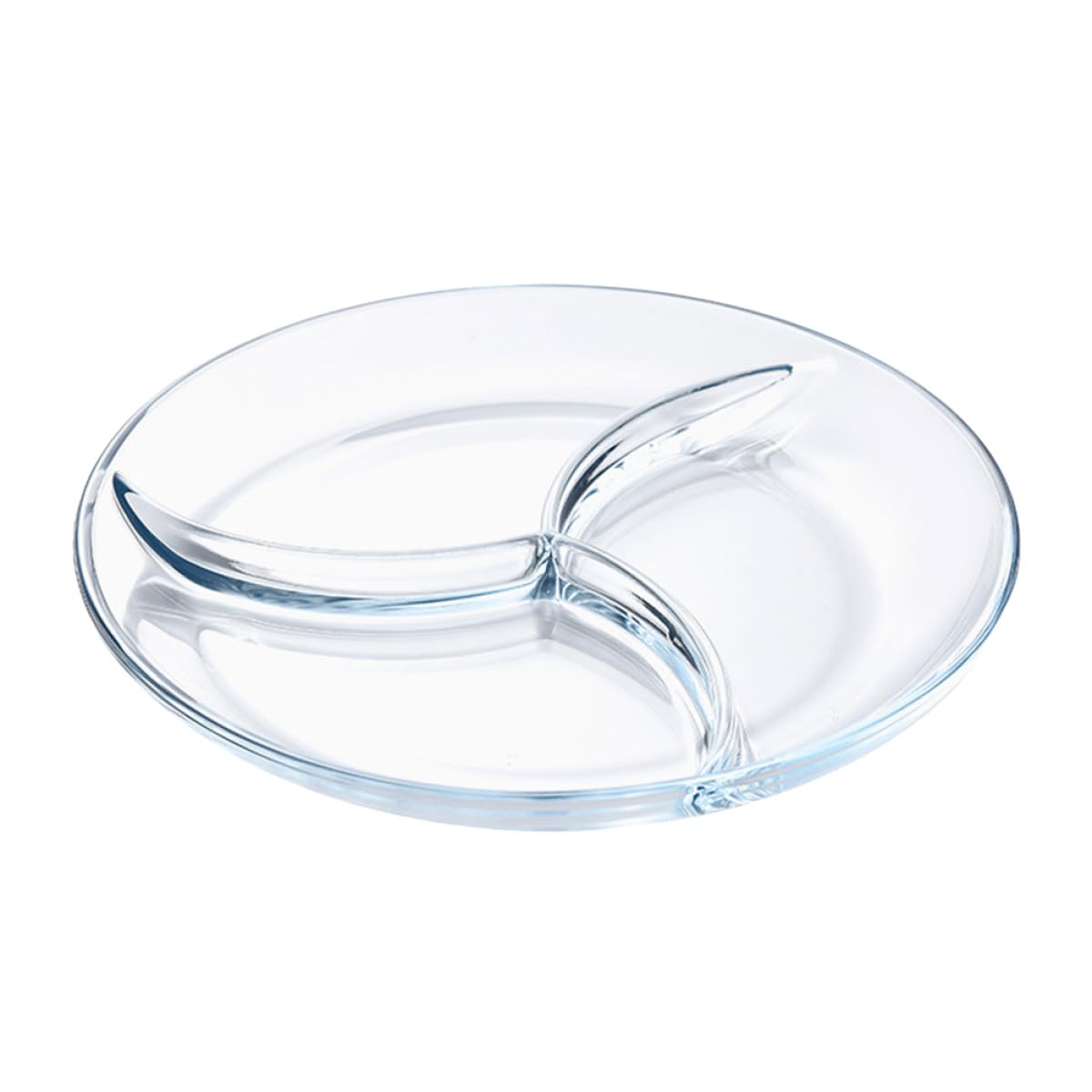 Healifty Plato Dividido de Vidrio Templado con 3 Compartimentos, Ligero y Fácil de Almacenar, Adecuado para Recalentar Alimentos en Reuniones al Aire Libre y Picnics
