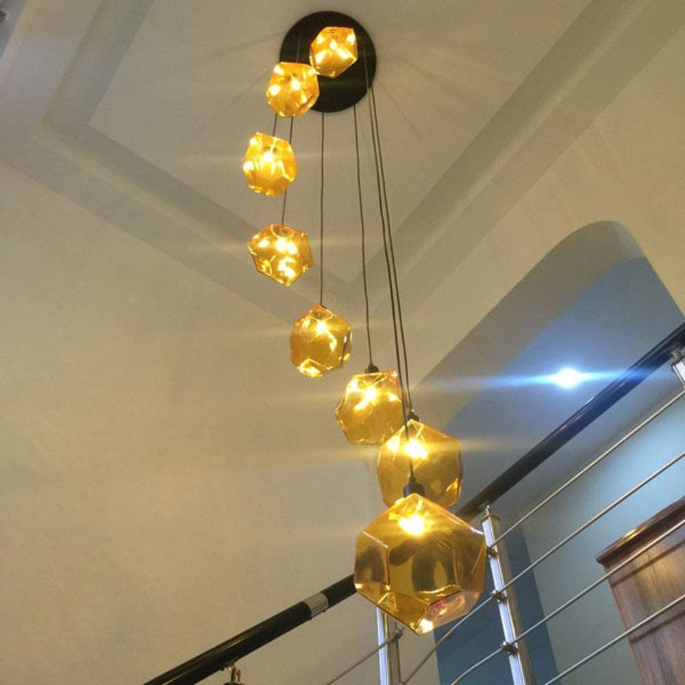 Minimalistyczny żyrandol salon nowoczesne schody spiralny długi żyrandol kreatywny kamień duplex pawilon lampa wisząca willa długi spiralny żyrandol restauracja mo