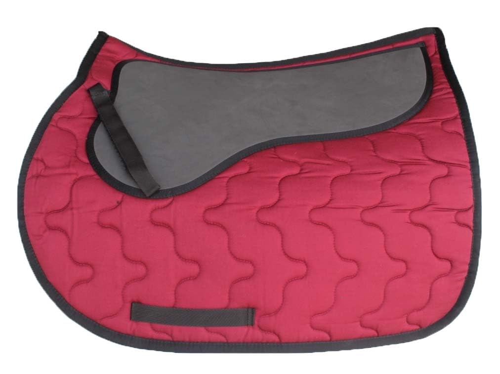 CHALLENGER Horse Saddle Pad English Quilted All-Purpose Shock Absorbing Gel Maroon 72TS19MR