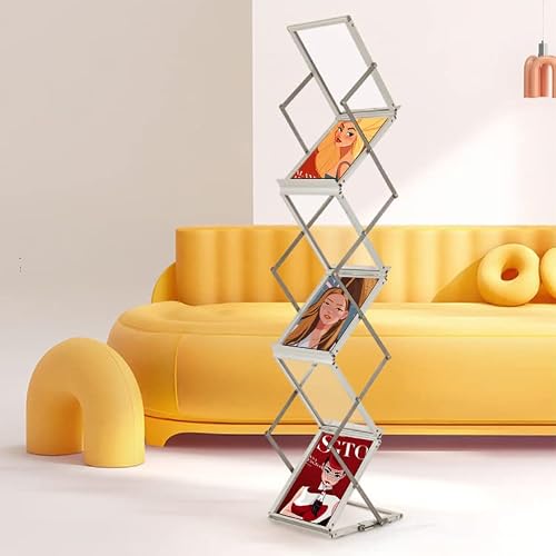 Displayfactory Pop up Aluminum Magazine Rack, 6 Pockets Brochure Display Stand, Foldable Literature Rack Magazine Catalog Display Stand with Carrying Bag for Office,Store, Exhibition & Trade Show - Thumbnail 4