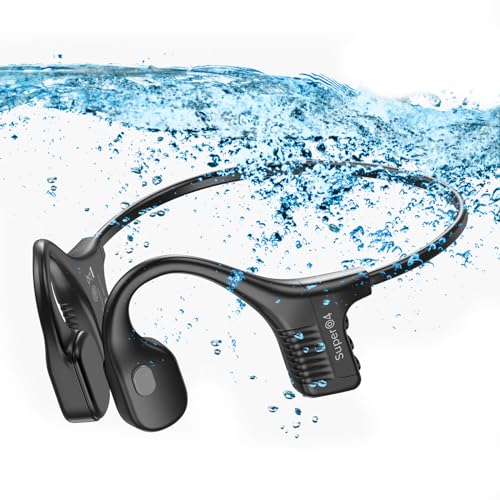 Image of IPX8 Waterproof Bone Conduction Headphones Swimming Underwater Bluetooth Headsets with MP3 Player Open Ear Headsets with Mic Wireless Earphones Built-in 32GB Memory for Running Cycling Gym Workouts