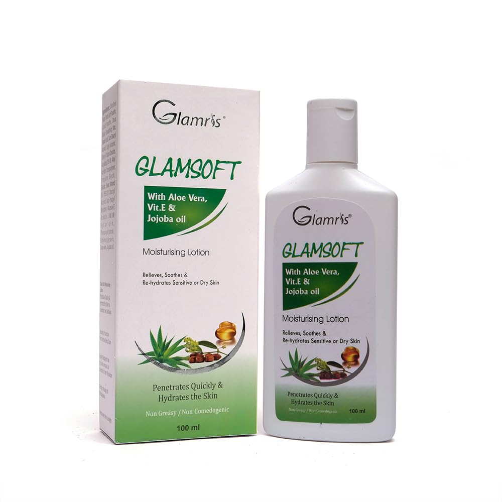 Relieves Soothes Aloe Vera Vitamin E & Jojoba Oil Glycerine Glamsoft Moistursing Lotion for Repair Dry Skin 100 ml-picture-19