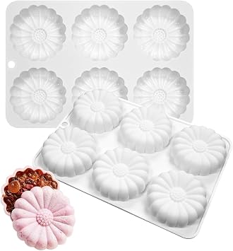 TUKE Silicone Chocolate Candy Molds Non-stick Daisy Flower Silicone Baking Mold BPA Free, Gummy Molds Silicone Candy Mold For Chocolate Cake Jelly Pudding Handmade Soap Mould Daisy Flower L