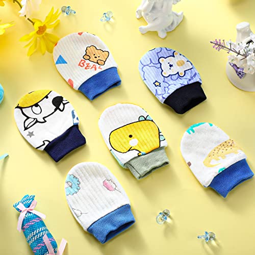 6 Pairs Newborn Baby Mittens No Scratch Gloves Infant Toddler Anti Scratch Essentials Unisex Cotton for 3-9 Months Girls Boys(Classic Colors, Thin)4