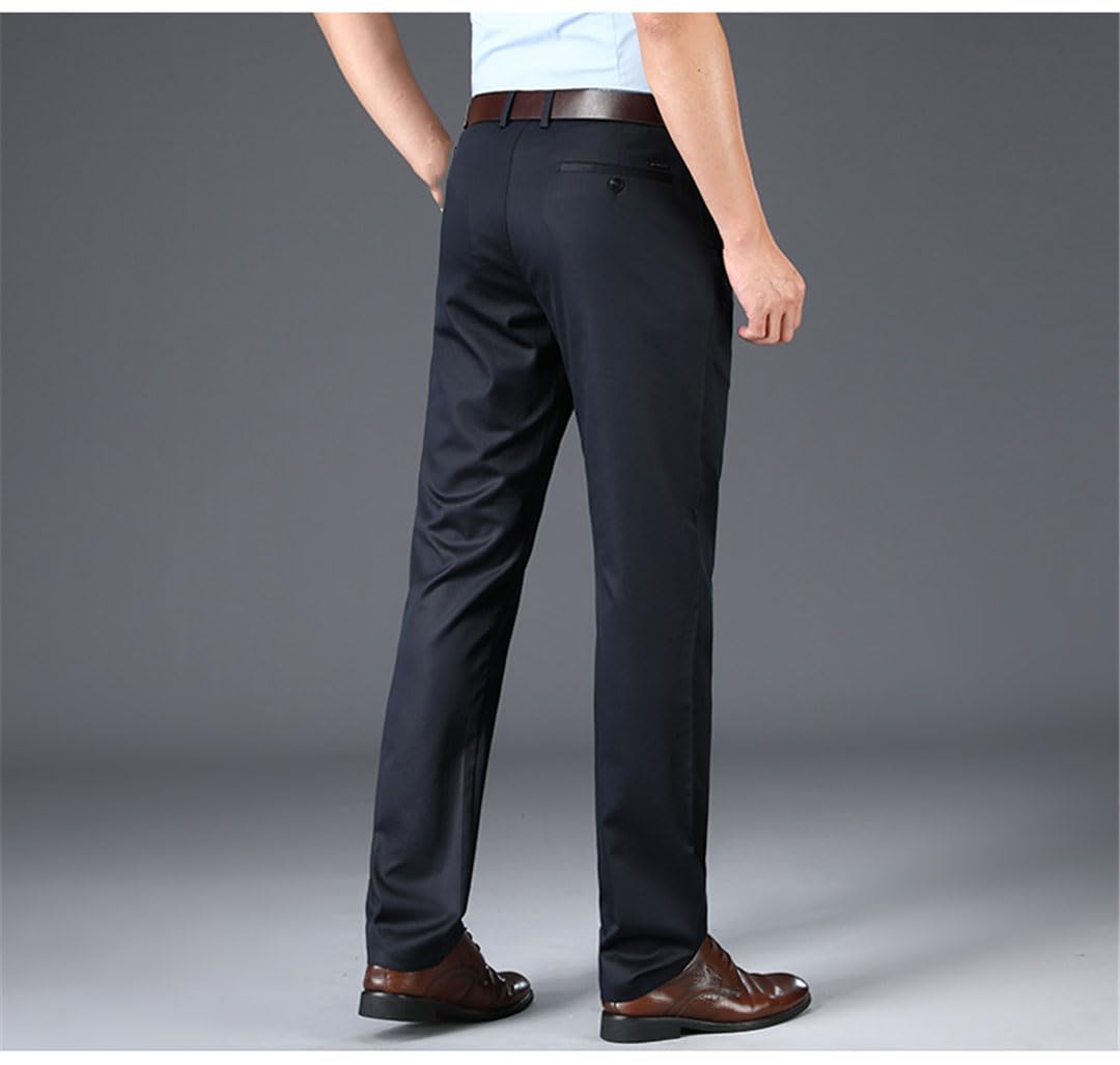 Vogrtcc Pantaloni Casual da Uomo Pantaloni Lunghi Formali Dritti A Vita Media