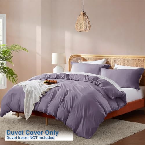 Nestl Twin Duvet Cover Set - Soft Double Brushed Grayish Purple Duvet Cover Twin/Twin XL, 2 Piece, with Button Closure, 1 Duvet Cover 68x90 inches and 1 Pillow Sham