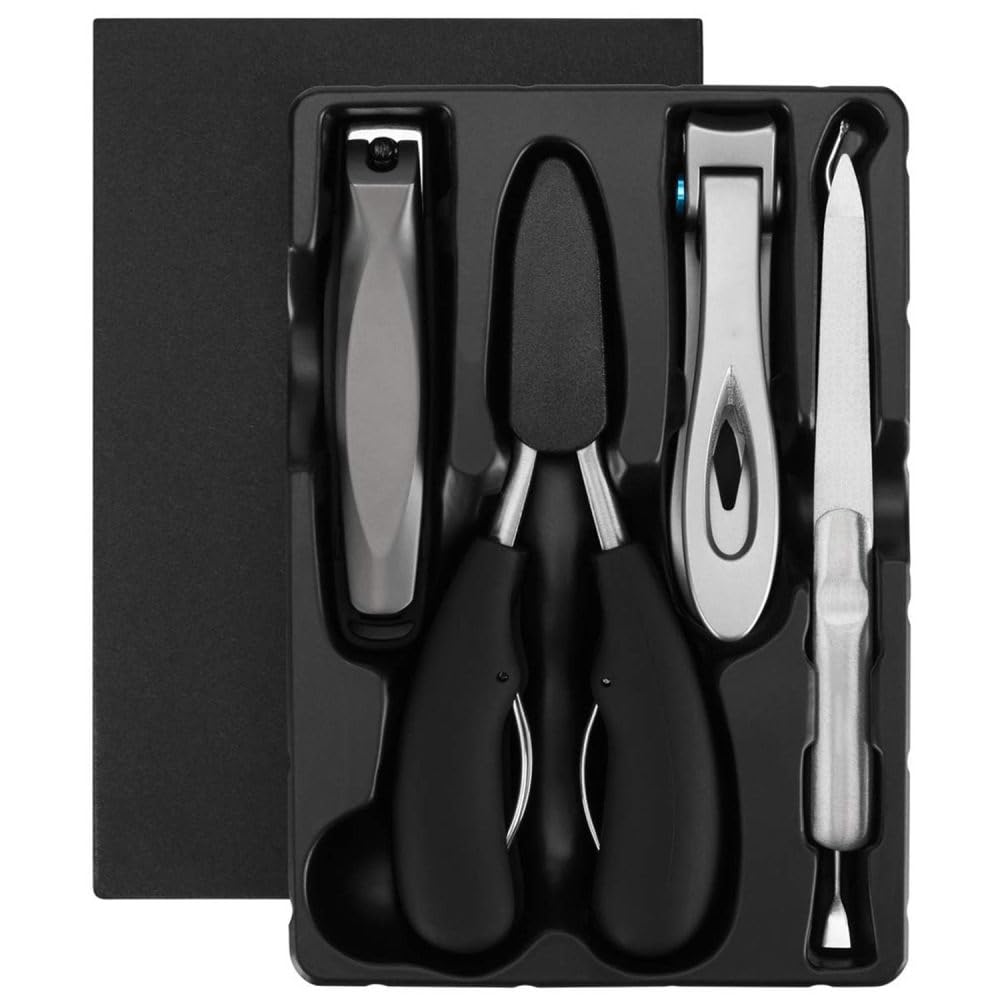 Großes Nagelknipser-Set, 5-teilig, scharf, robust, Zehennagel- und Fingernagelknipser, Zehennagelknipser für dicke Nägel, A